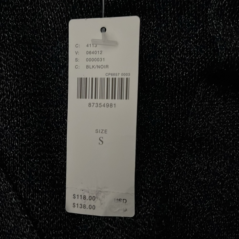 NWT Anthropologie Woven-Sleeve Twofer Fitted Black V-Neck Sweater Small - Picture 7 of 10